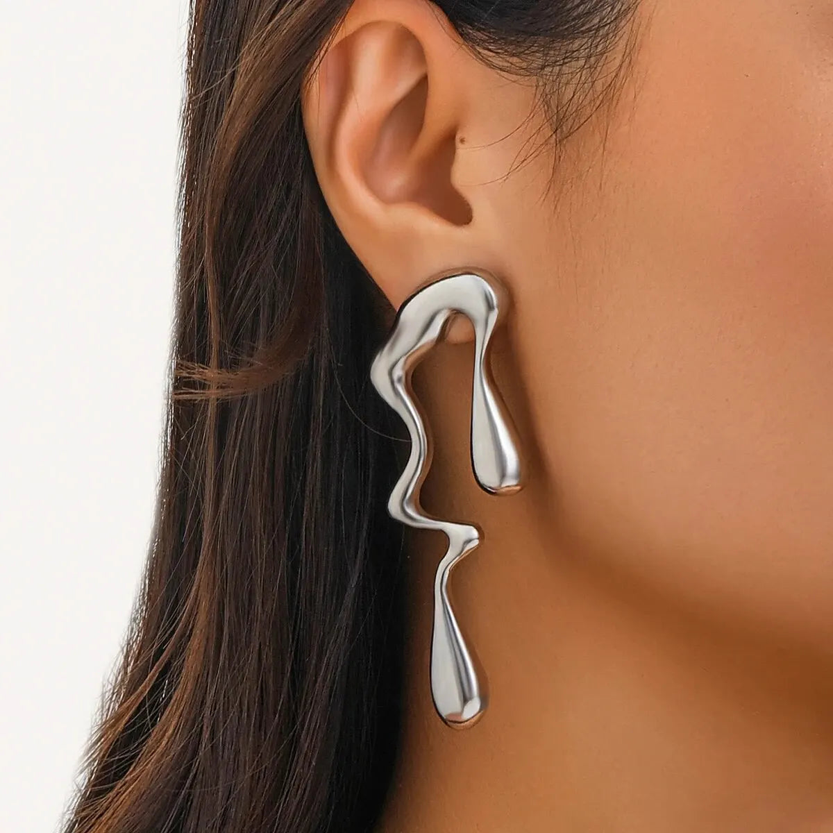 Metal Petal Stud Earrings Women Gold Color Piercing Earrings Y2K Accessories