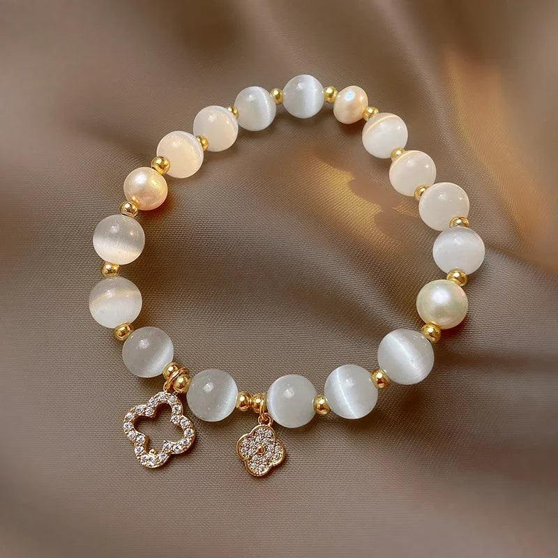 Natural Crystal Bracelet for Women White Opal Stone