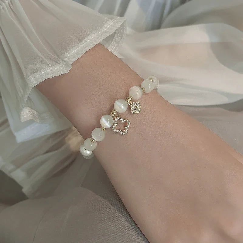 Natural Crystal Bracelet for Women White Opal Stone