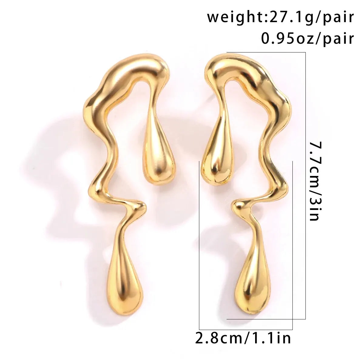 Metal Petal Stud Earrings Women Gold Color Piercing Earrings Y2K Accessories
