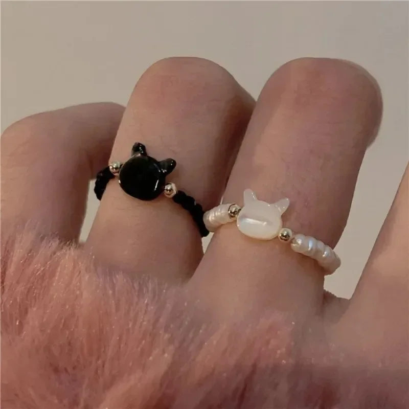 Cat Rings Natural Moonstone