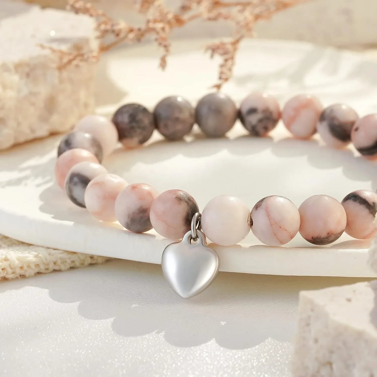 2pcs/set Amethyst Hexagonal Column Necklace and Purple Stripe Bracelet with Card Gift Stress Relief & Anxiety