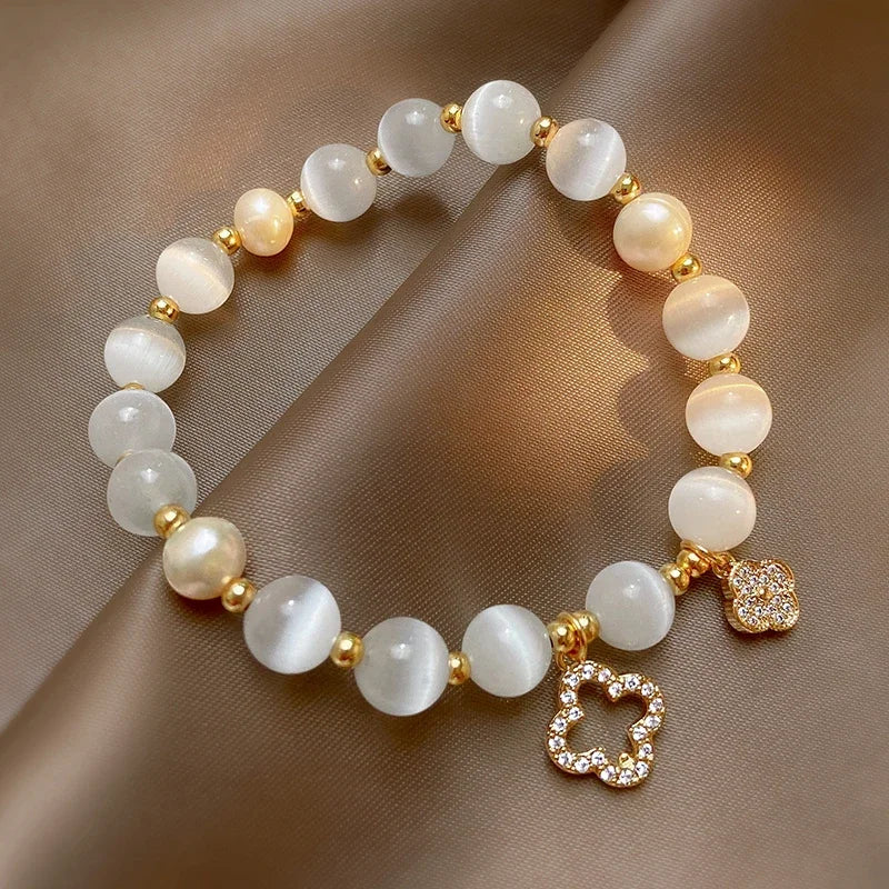 Natural Crystal Bracelet for Women White Opal Stone