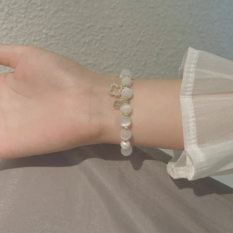 Natural Crystal Bracelet for Women White Opal Stone