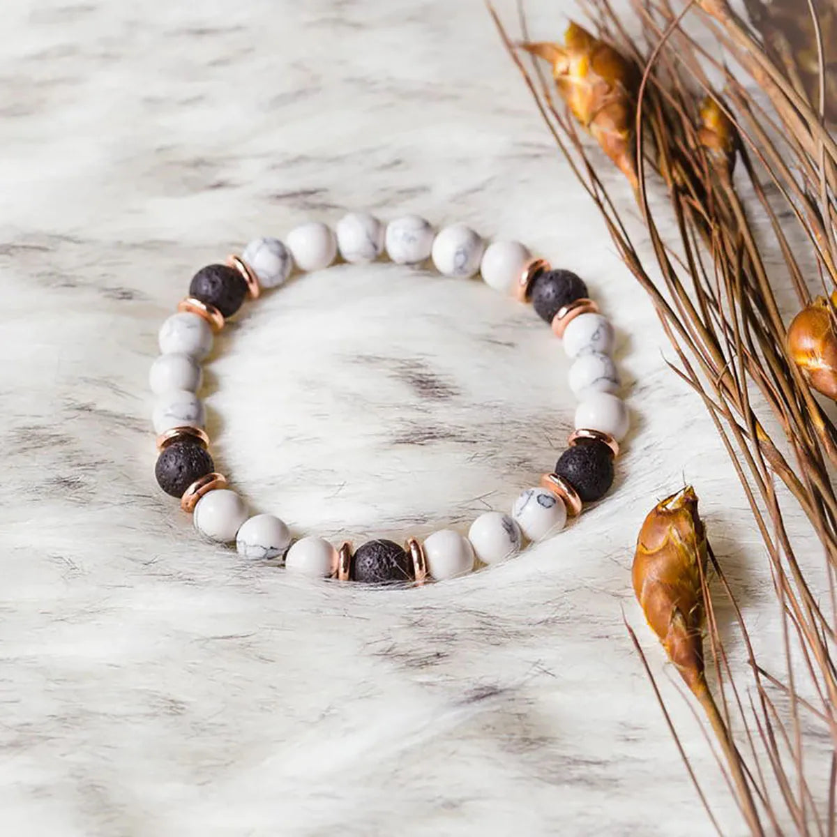 Natural stone crystal beads bracelets bracelet for women black white Volcanic rock turquoise luxury jewelry pulseras